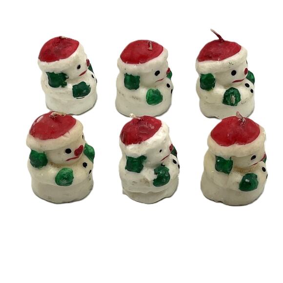 Lot of 6 VTG Christmas Tealight Candle Snowman Shape Red Hat Collectible Candles - Picture 2 of 7